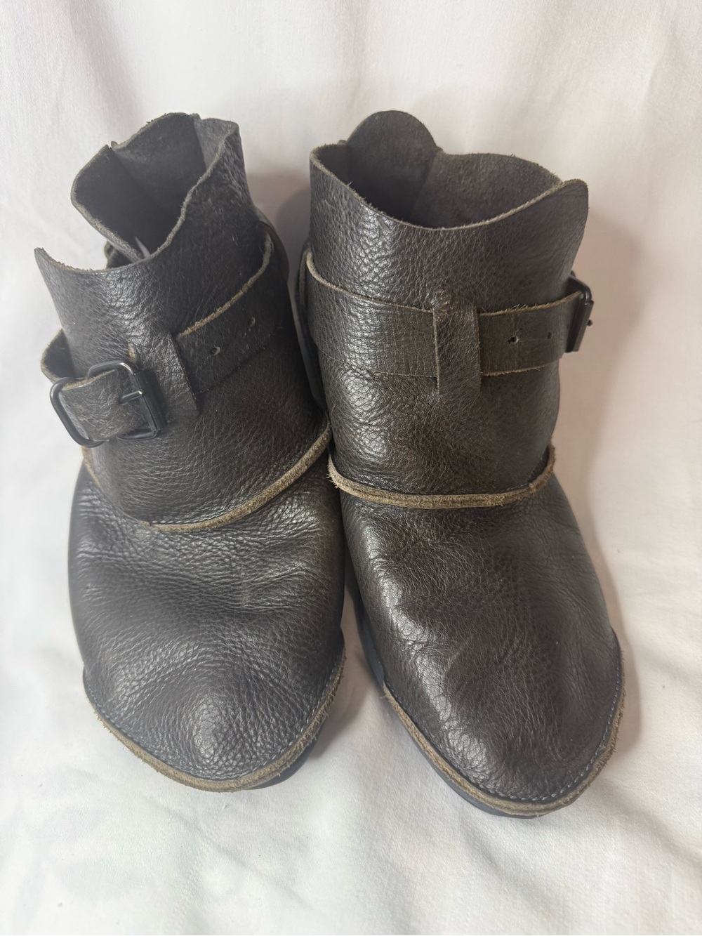 Trippen Black Leather Ankle Boots Buckle Germany Women’s Sz Unmarked 9.5”